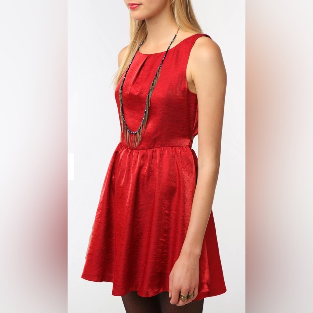 Urban Outfitters Lucca Couture Metallic Red Short Dress Cutout Small - Picture 4 of 13